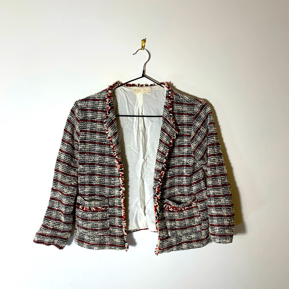 Zara Girls Black and White Tweed Jacket